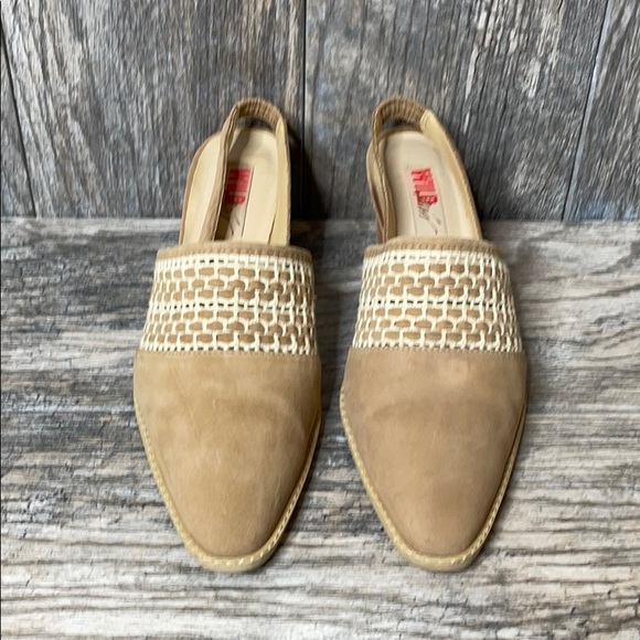 Wild Pair Boho Leather Slip On Basketweave Mule Heels Tan 7.5B - Picture 6 of 15